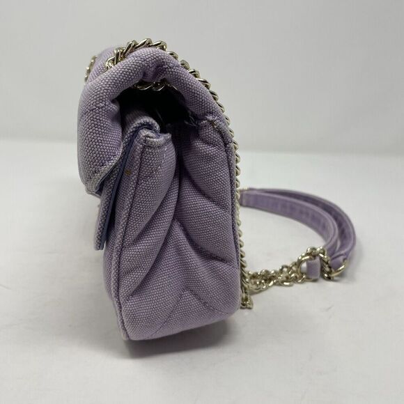 SANDRO Yza Bag Women Purple Quilted Shoulder Bag Distressed Canvas Chain Strap - Picture 9 of 16